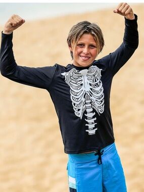 Volcom Skeleton Boys Swim Rashguard size XL